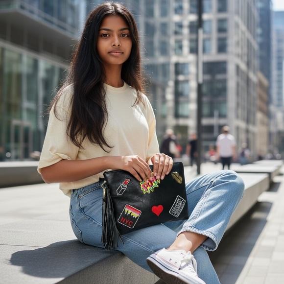 NYC Leather Travel/Make Up Bag - Picture 1 of 9